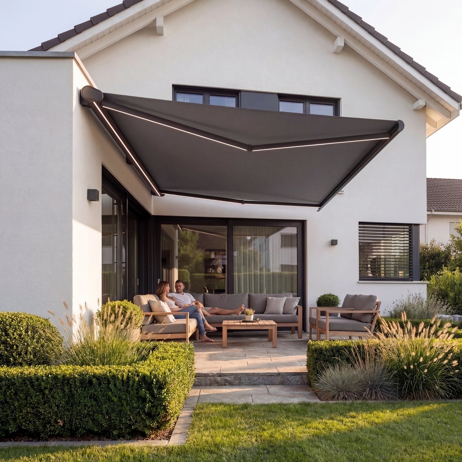 SkyPergola SkyShade LED Sonnenmarkise - motorisiert