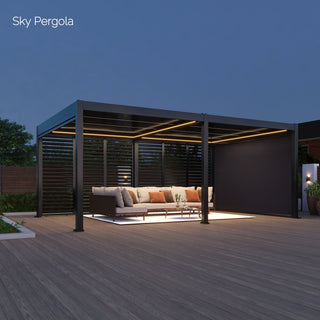 Ausstellungsmodell: SkyMotion LED Aluminium Pergola 4m x 5m motorisiert (LED nur im Rahmen)